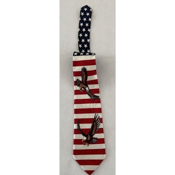 Fratello American Flag Bald Eagle Men’s Tie Necktie Patriotic 58.25”x3.5” - Picture 6 of 6
